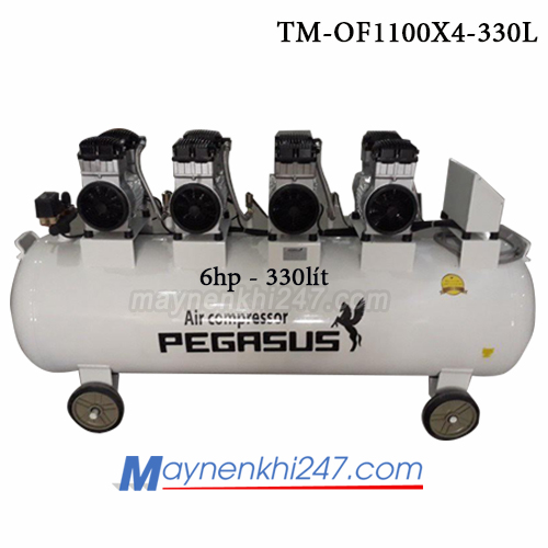 Máy nén khí không dầu pegasus 6HP, 330L, 220V, 8bar TM-OF1100X4-330L