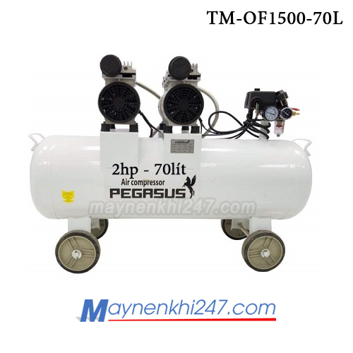 Máy nén khí không dầu pegasus 2HP, 70L, 220V, 8bar TM-OF1500-70L