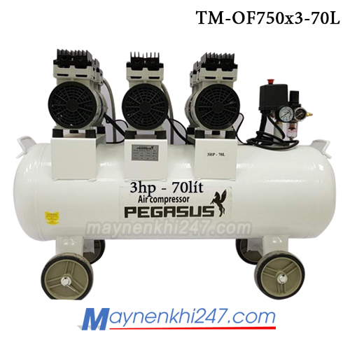 Máy nén khí không dầu pegasus 3HP, 70L, 220V, 8bar TM-OF750*3-70L