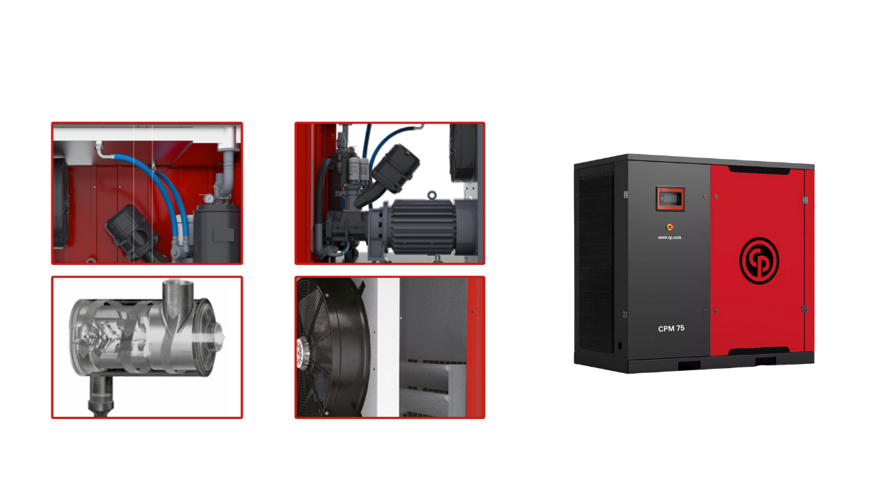 Máy nén khí trục vít Chicago 55kW, model CPM 75