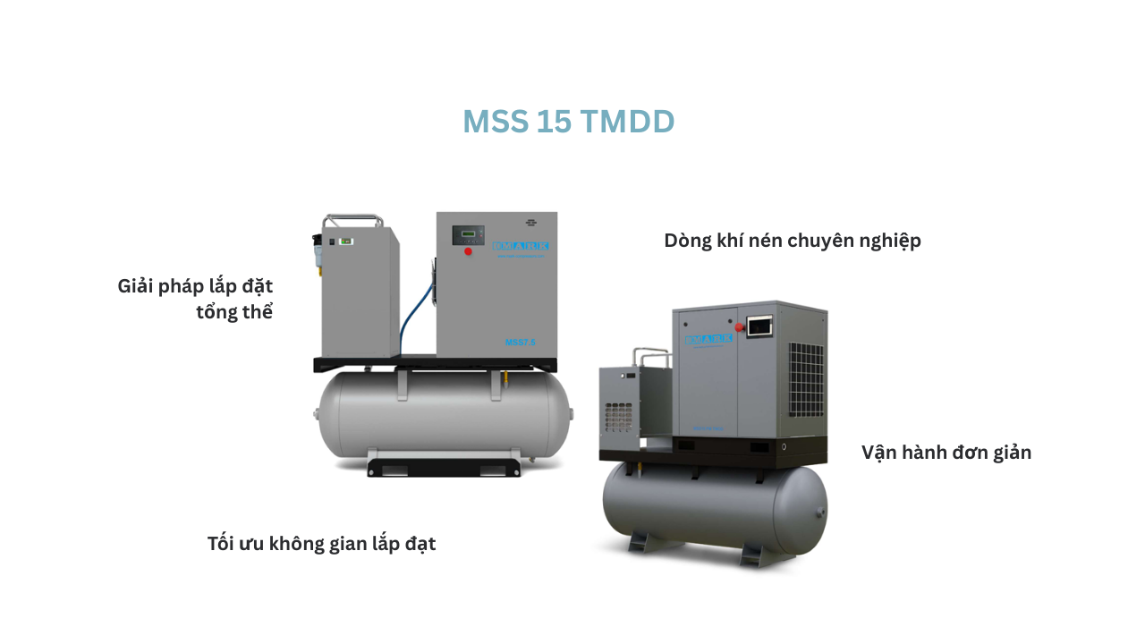 Máy nén khí trục vít Mark 20HP, model MSS 15 TMDD